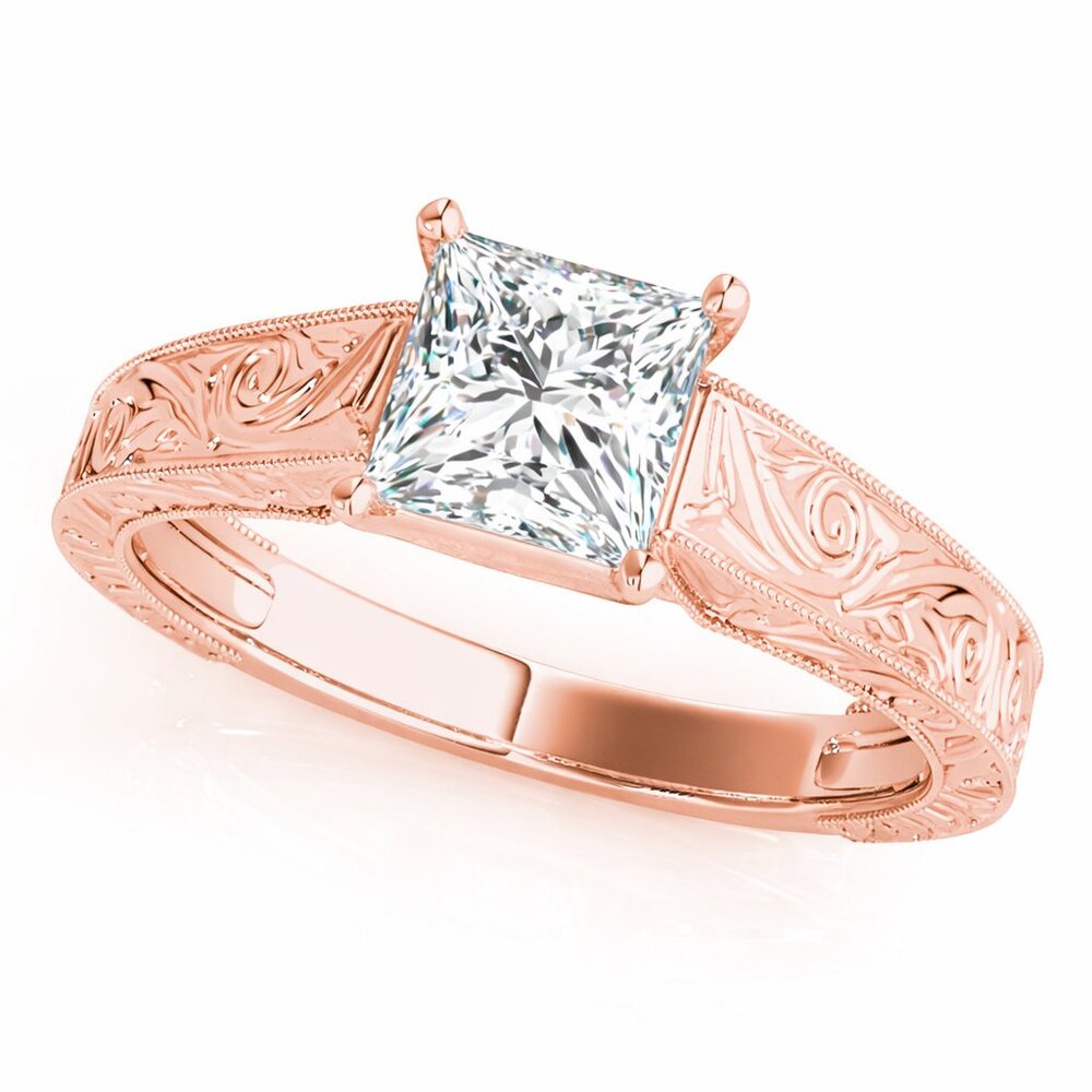 14K Gold 0.35Ct Princess Diamond Bridal Set Engagement Weddings Rings